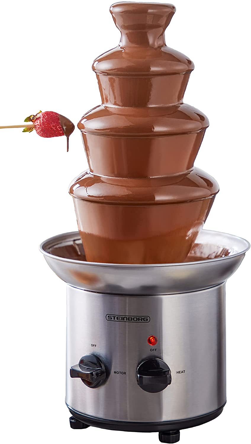 Steinborg Chocolate Fountain, 170 Watt, 1250 g, High-Quality and Durable Stainless Steel, Easy Cleaning, Heat-Resistant, Chocolate Fountain, Fondue, Chocolate Fondue, Chocolate Fountain