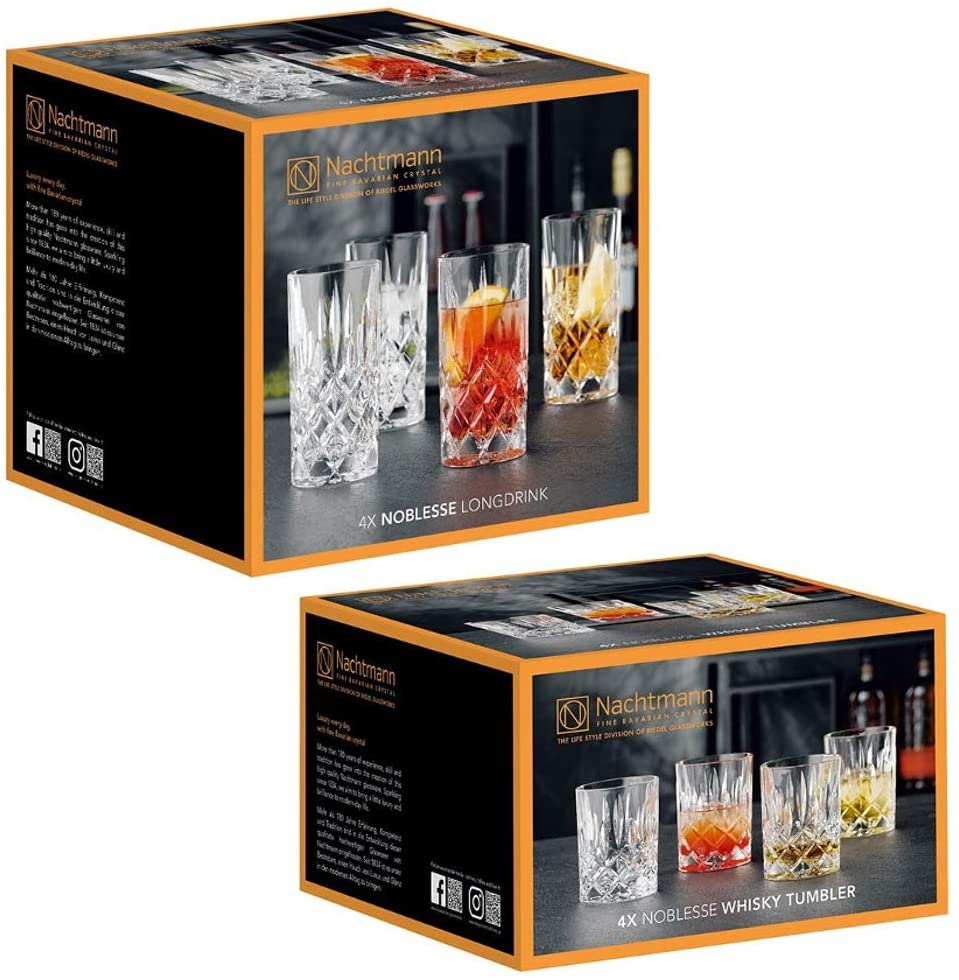 Spiegelau & Nachtmann Nobelesse Set 4 Whiskey Glasses and 4 Hiball Glasses