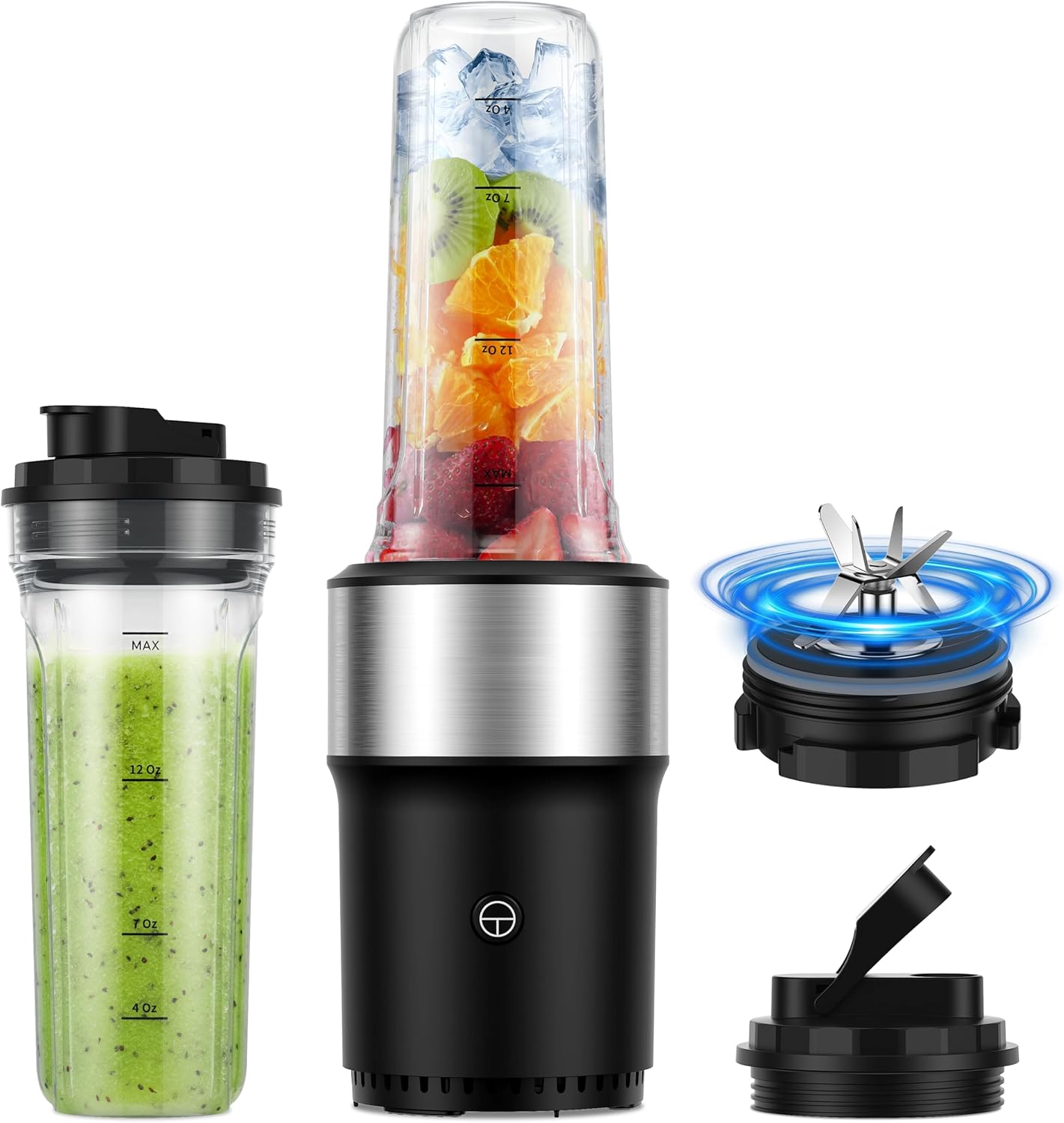 SHARDOR Stand Mixer, 900 W, Mixer with Stainless Steel 6 Blades, Smoothie Maker with 2 x 650 ml Bottles, BPA-Free, Smoothies Shakes and Juices with Recipes