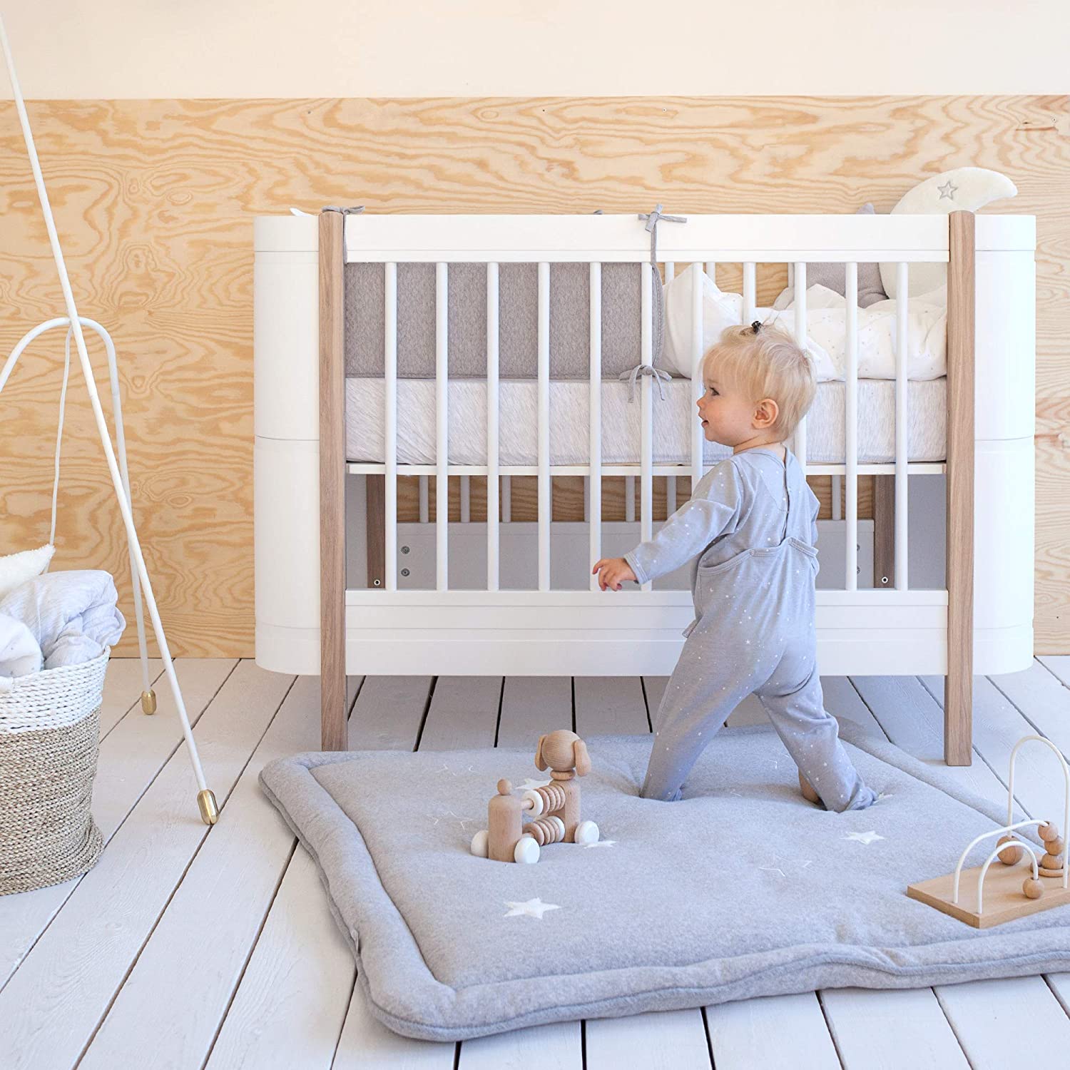 BEMINI Playpen Crawling Blanket Pady Terry + Terry Mix Grey