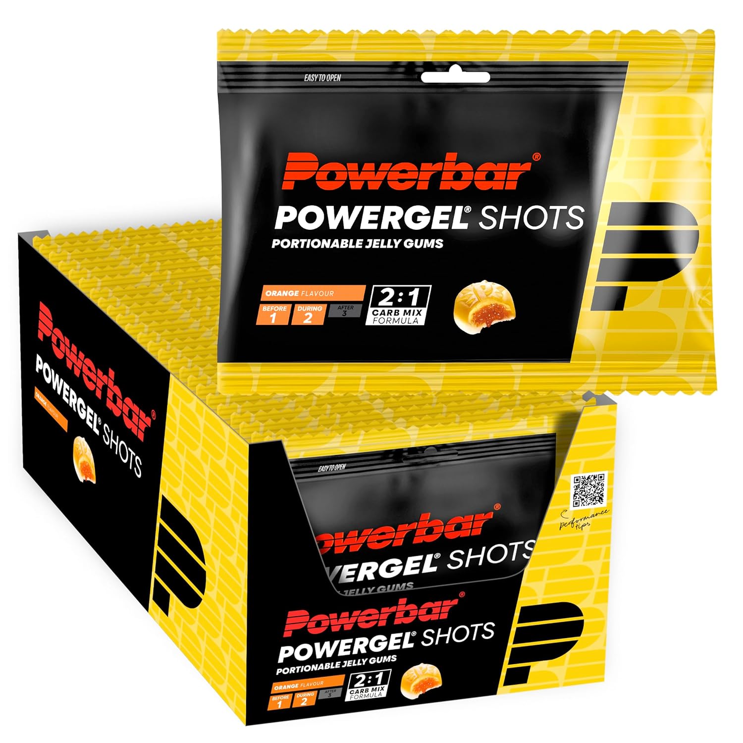 Powerbar - PowerGel Shots - Orange - 24x60g - High Carb Energy Gummies - Vitamin B6 - Caffeine-free