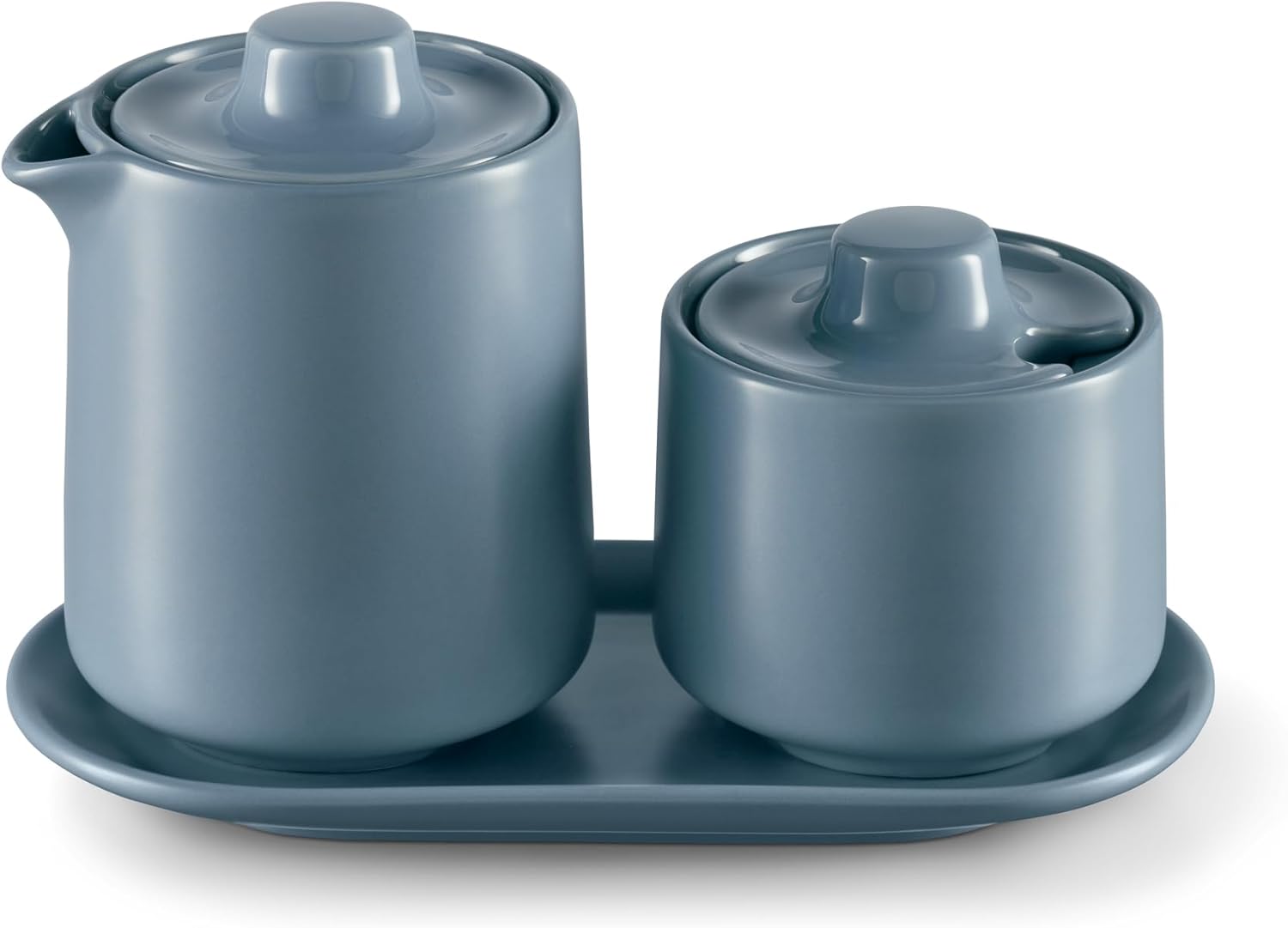 Tchibo Coffee Accessories, Milk and Sugar Set, Milk Jug, Sugar Pot, Tray, Porcelain (Blue)