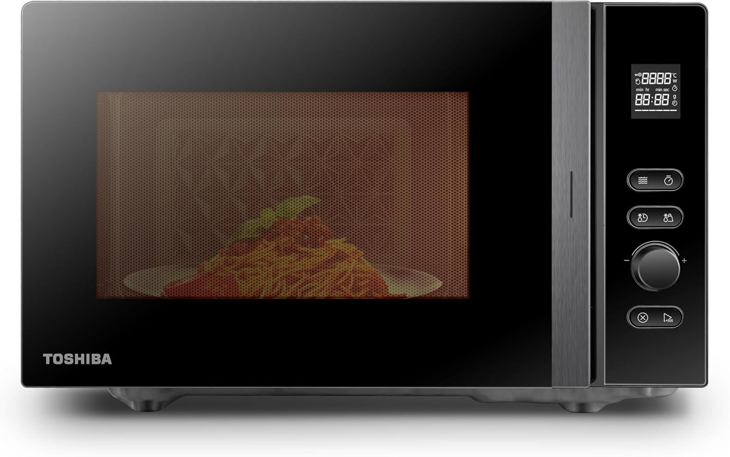 Toshiba MV-AM20T(BK) Microwave / Solo Microwave 20 l, 800 W 5 Power Levels, 12 Automatic Programs, Enamel Interior, Easy to Clean, Defrost Function, Glass Turntable (24.5 cm), Black