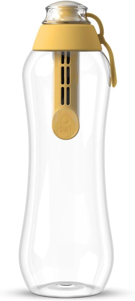 DAFI Water Bottle with Filter 0.5 L, Beige - Water Bottle with Water Filter, BPA-Free, Sports Bottle with Filtered Water for Travel - Filter Bottle Outdoor + Activated Carbon Filter