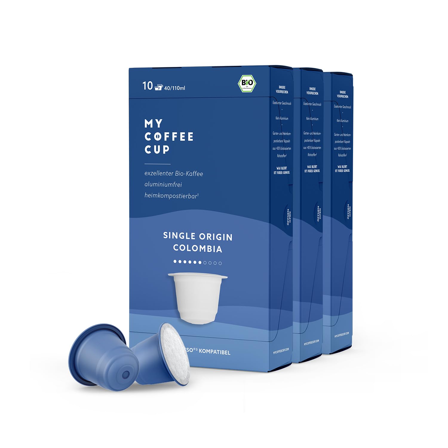 My Coffee Cup - Single Origin Colombia - Organic Coffee 3 Packs I 30 Coffee Capsules for Nespresso®³ Capsule Machines I 100% Industrial Compostable and Sustainable - 0% Aluminum