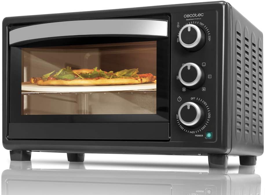 Cecotec Bake & Toast 4Pizza Convection Oven - Capacity of 26 Litres, 1500 W, 6 Modes, Special Stone for Cooking Pizza, Temperature up to 230ºC and Time up to 60 Minutes, Black (Black, 570)