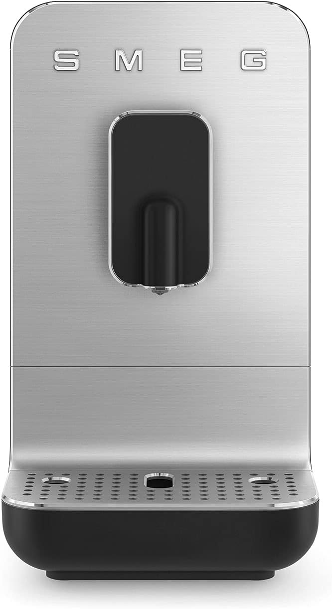 Smeg, BCC11BLMEU Automatic Espresso Machine, Integrated Coffee Grinder, Thermoblock System, 1.4 L Water Tank, Removable Drip Drawer, Compact Size, 1350W, Black