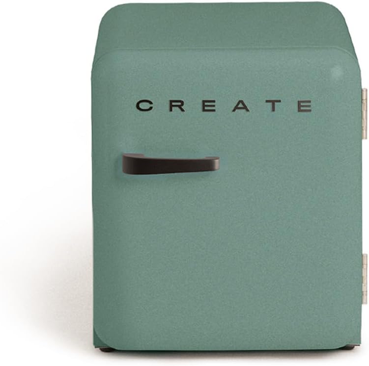 CREATE Retro Fridge 50 Black Fridge Sage Green Handle 85 W Mini Bar One Shelf Retro Design 50 cm Two Shelves 48L Capacity Energy Saving 50 x 44 x 49.8 cm