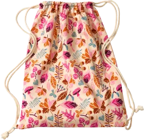 ALANA Gym bag with leaves & mushroom pattern, approx. 32 x 40cm, pink, 1 piece