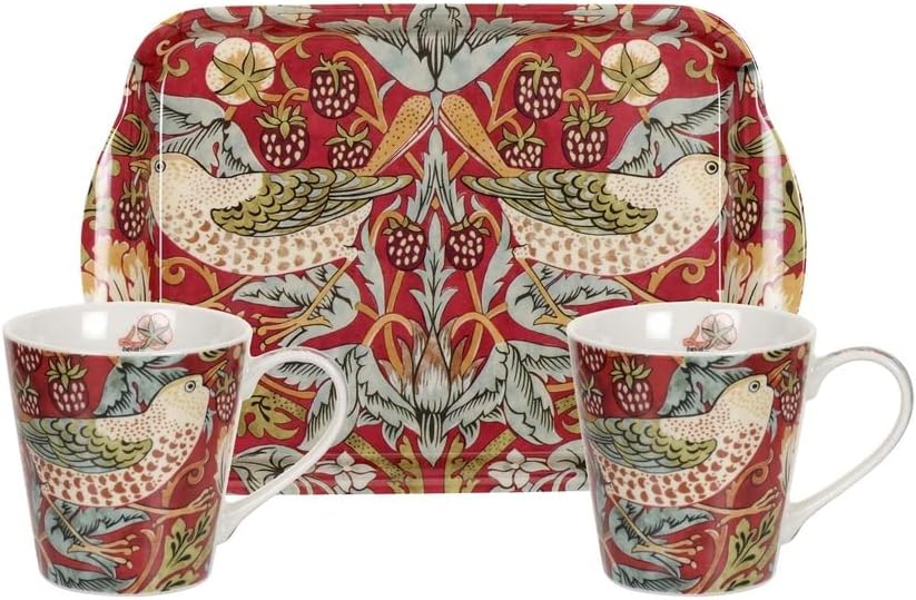 Morris & Co for Pimpernel Strawberry Thief Red Mug & Tray Set