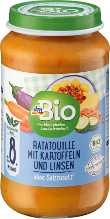dmBio Menu Ratatouille with potatoes & lentils from the 8th month, Demeter, 220 g