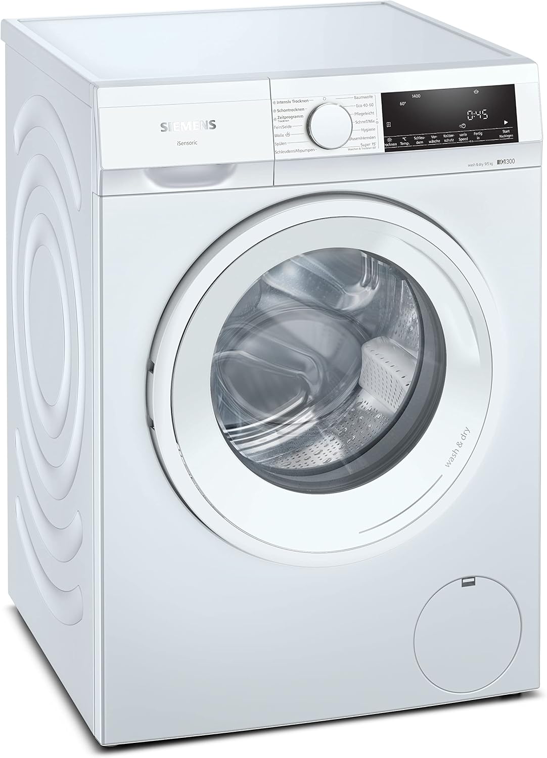 Siemens WN34A141 iQ300 Washer Dryer Front Load with 9/5 kg Capacity, 1400 rpm, autoDry, speedPack L, iQdrive, AquaStop, White, 60 cm