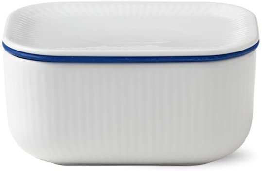 Royal Copenhagen Ribbed White Butter Dish with Lid