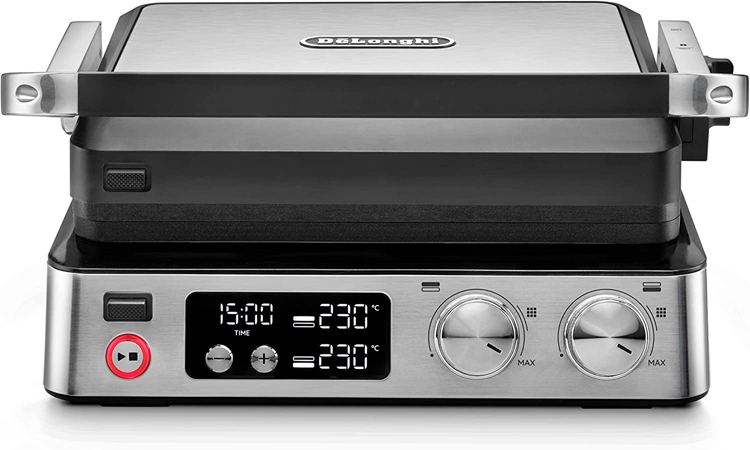 DeLonghi De\'Longhi CGH920 MultiGrill Electric Grill with Cooking Functions App Electronic Temperature Control Dishwasher Safe Plates 2000W Silver