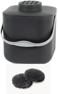 Stöckli Compost Bin Pot with Activated Carbon Filter in Grey + 2 Replacement Filters – 5 L Volume – Swiss Made