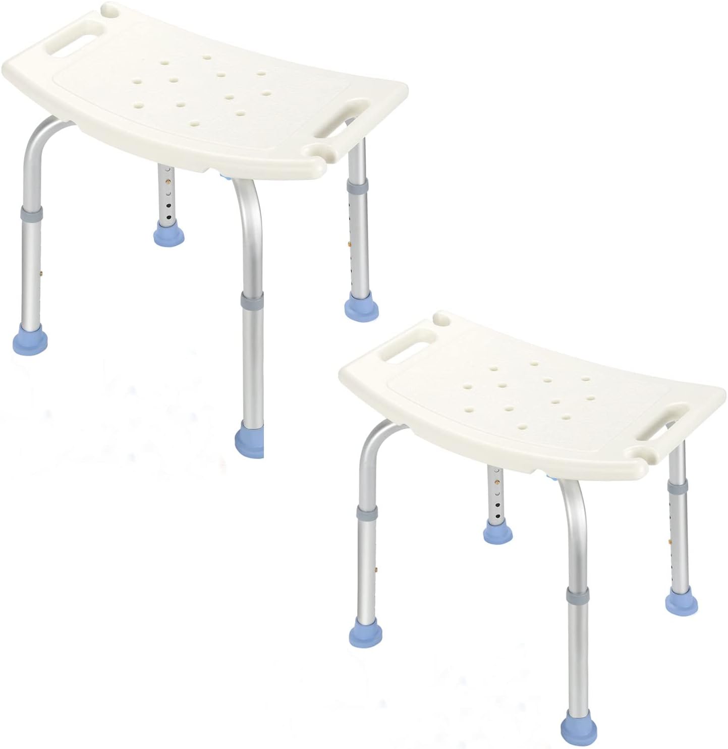 Tubiaz Store Shower Stool Shower Chair for Seniors, Non-Slip Bathroom Stool, Height Adjustable 35-55 cm, Aluminum Bath Seat, Maximum Load 136 kg for Elderly and Pregnant Women (Pack of 2)