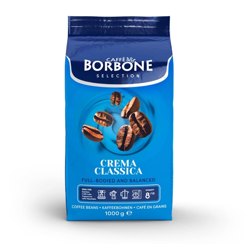 Caffe Borbone Whole Bean Coffee, Medium Roast Arabica and Robusta Blend, Crema Classica, Full-bodied and Balanced Italian Coffee, 1 kg Bag
