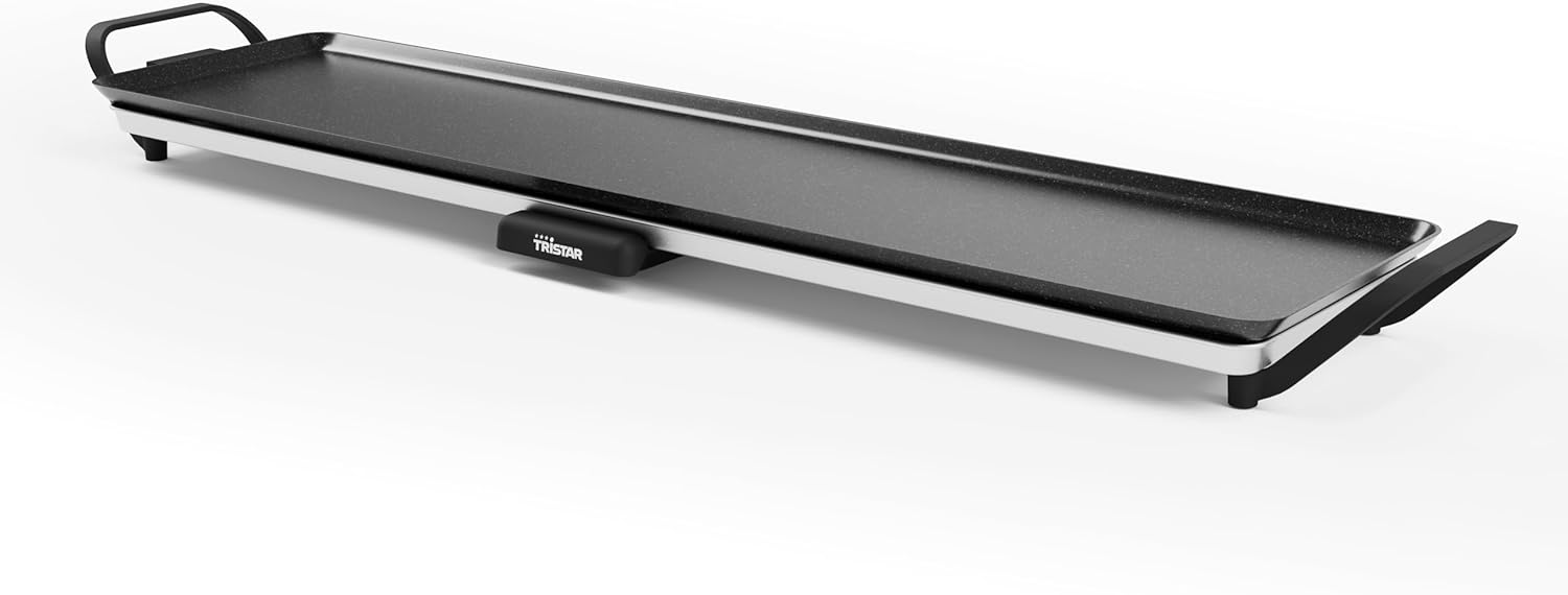 Tristar BP-2669 Slim XL Table Grill - Large Baking Surface of 90 x 23 cm - Adjustable Thermostat - Non-Stick Coating - Removable Fat Tray, Easy to Clean