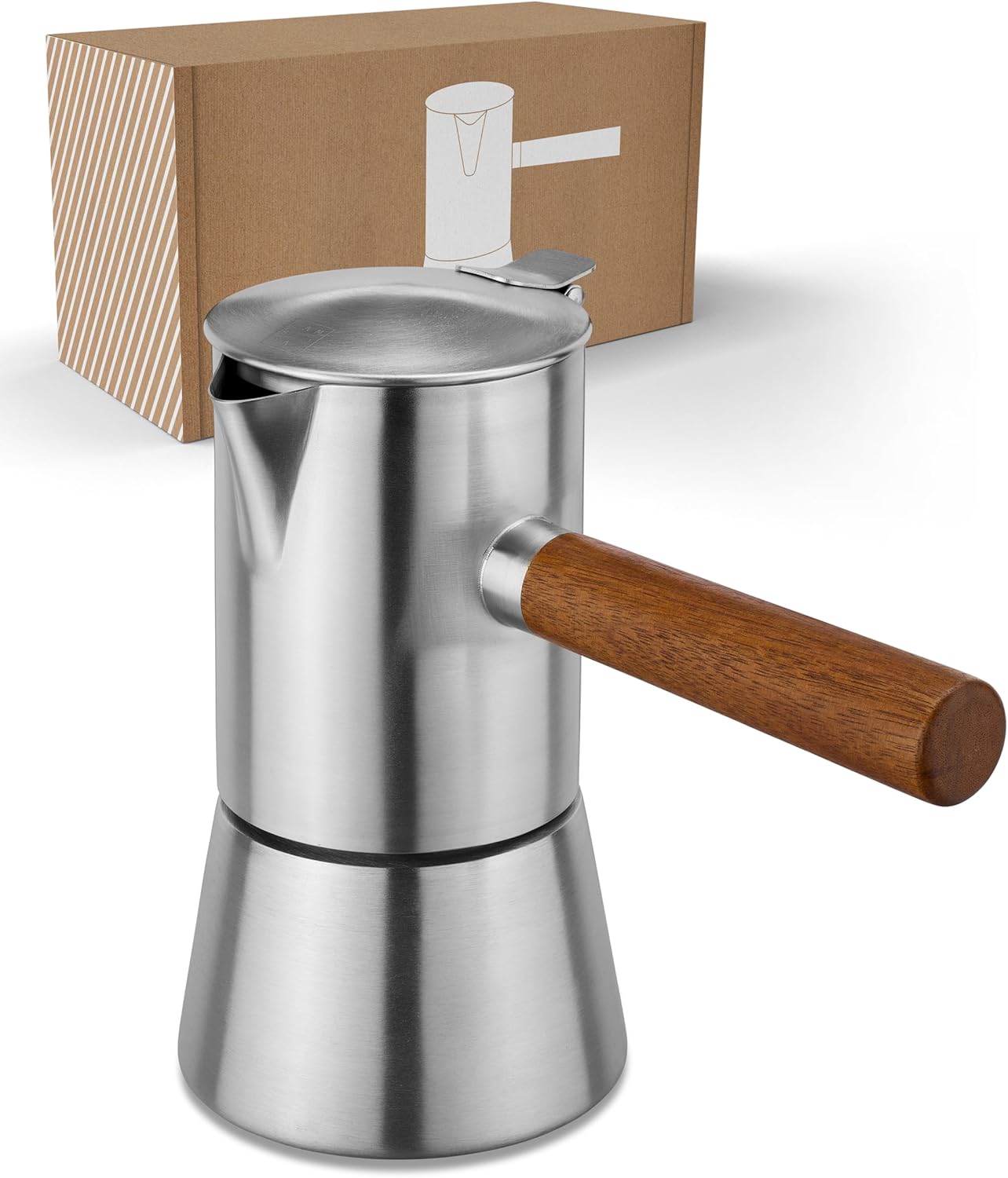 LAMBDA COFFEE Espresso Maker Suitable for Induction Cookers 300 ml Stainless Steel 5-6 Cups I Outdoor Mocha Pot Espresso Maker Coffee Maker