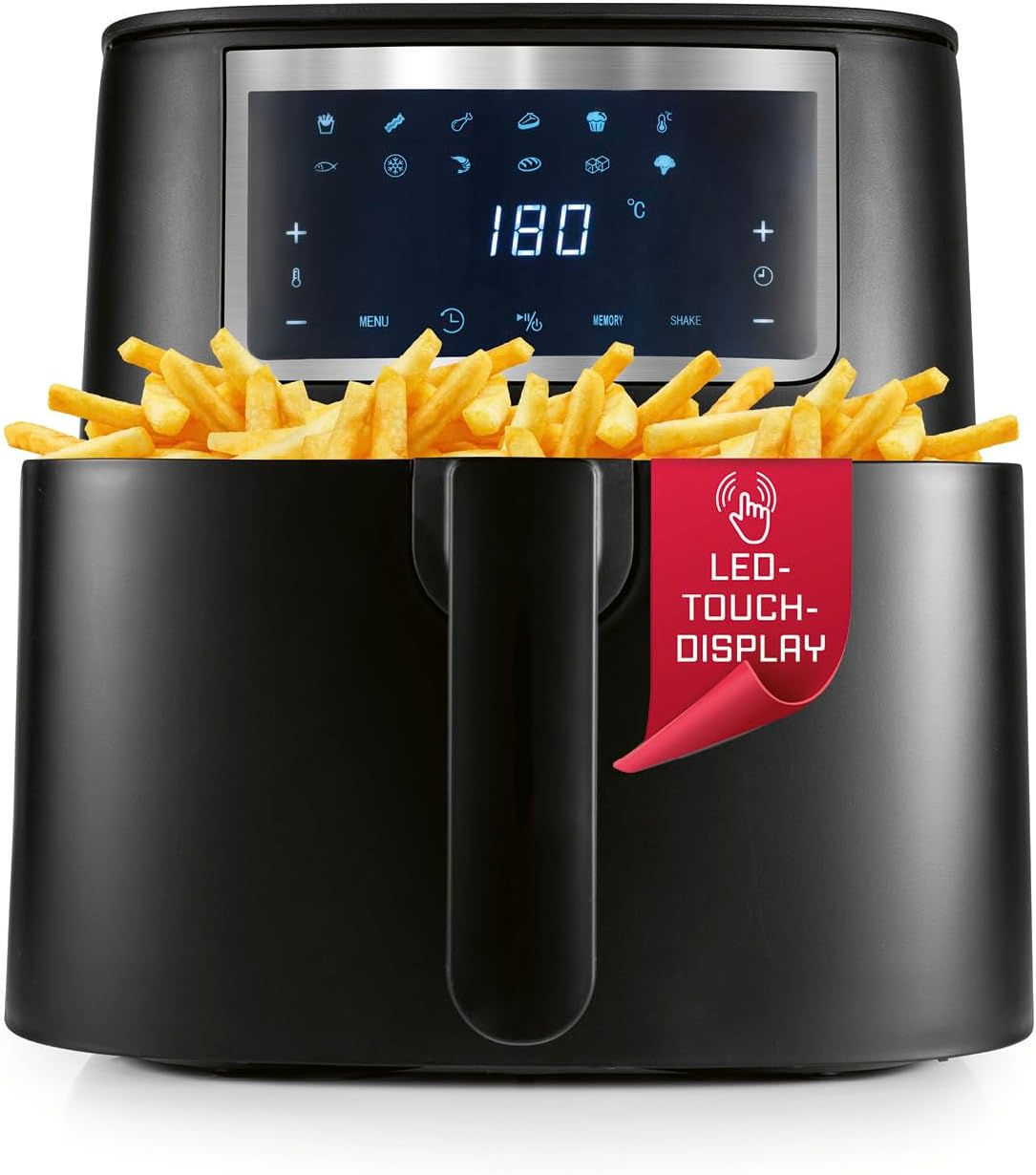 GOURMETmaxx Hot Air Fryer 6.5 L Airfryer Fryer with Touch Screen, 9 Functions, 11 Programmes, Mini Oven - Frying Almost Without Oil | Airfryer Accessories Dishwasher Safe