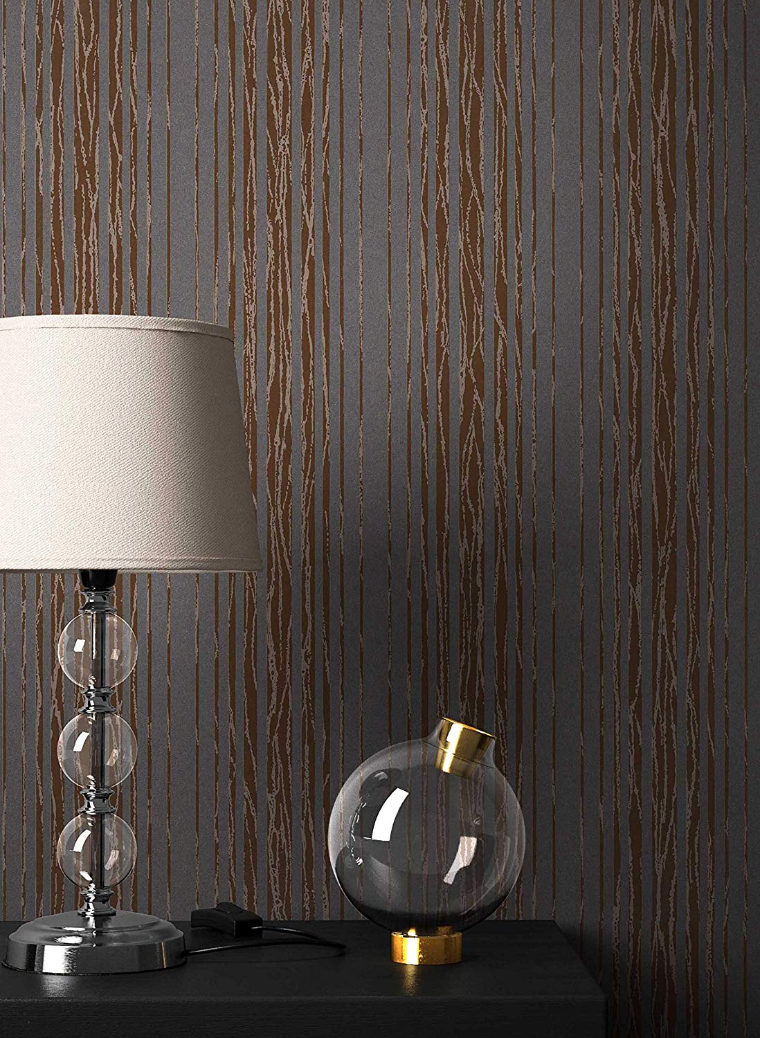 Newroom Design Newroom Wallpaper Brown Stripes Modern Non-Woven Wallpaper Modern Design Lo