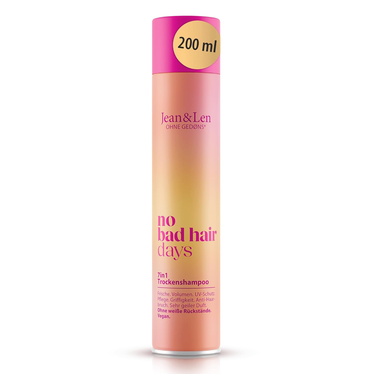 Jean & Len 7-in-1 Dry Shampoo, No White Residue, for Volume & Freshness, with UV Filter, Nourishing & Strengthening, Floral Fragrance, No Parabens & Silicones, Vegan Dry Shampoo, 200 ml