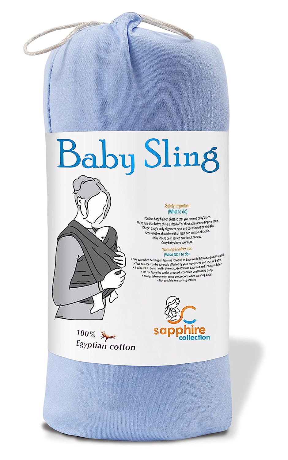 Sapphire Collection Baby Carrier Sling Stretchy Maternity Rage Cloth – Extra Soft and Light Weight, Quiet – Birth to 3 yrs sky blue
