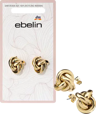 ebelin Knotted stud earrings, gold look, 2 pieces
