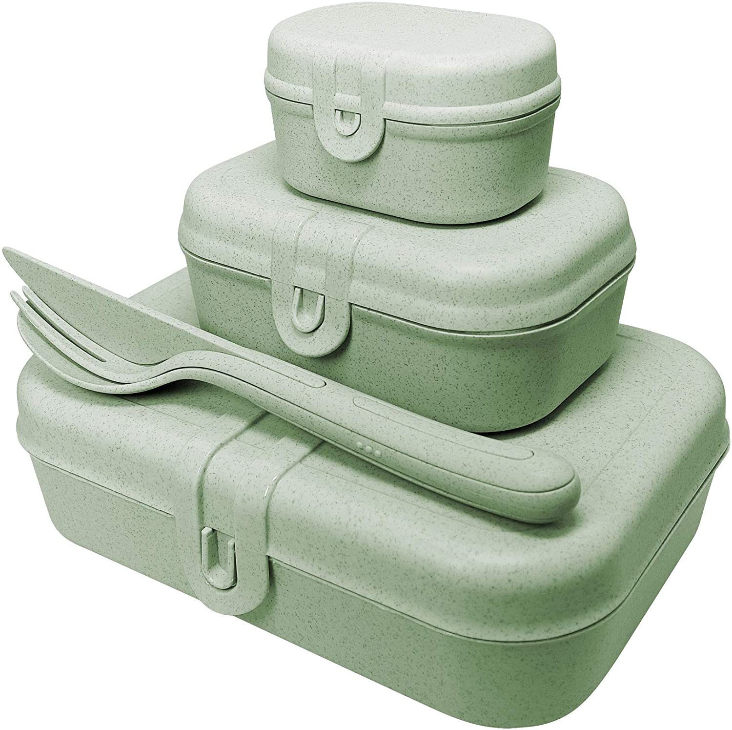 Koziol Pascal Ready 3168668 Lunch Box Set and Cutlery Set Organic Green