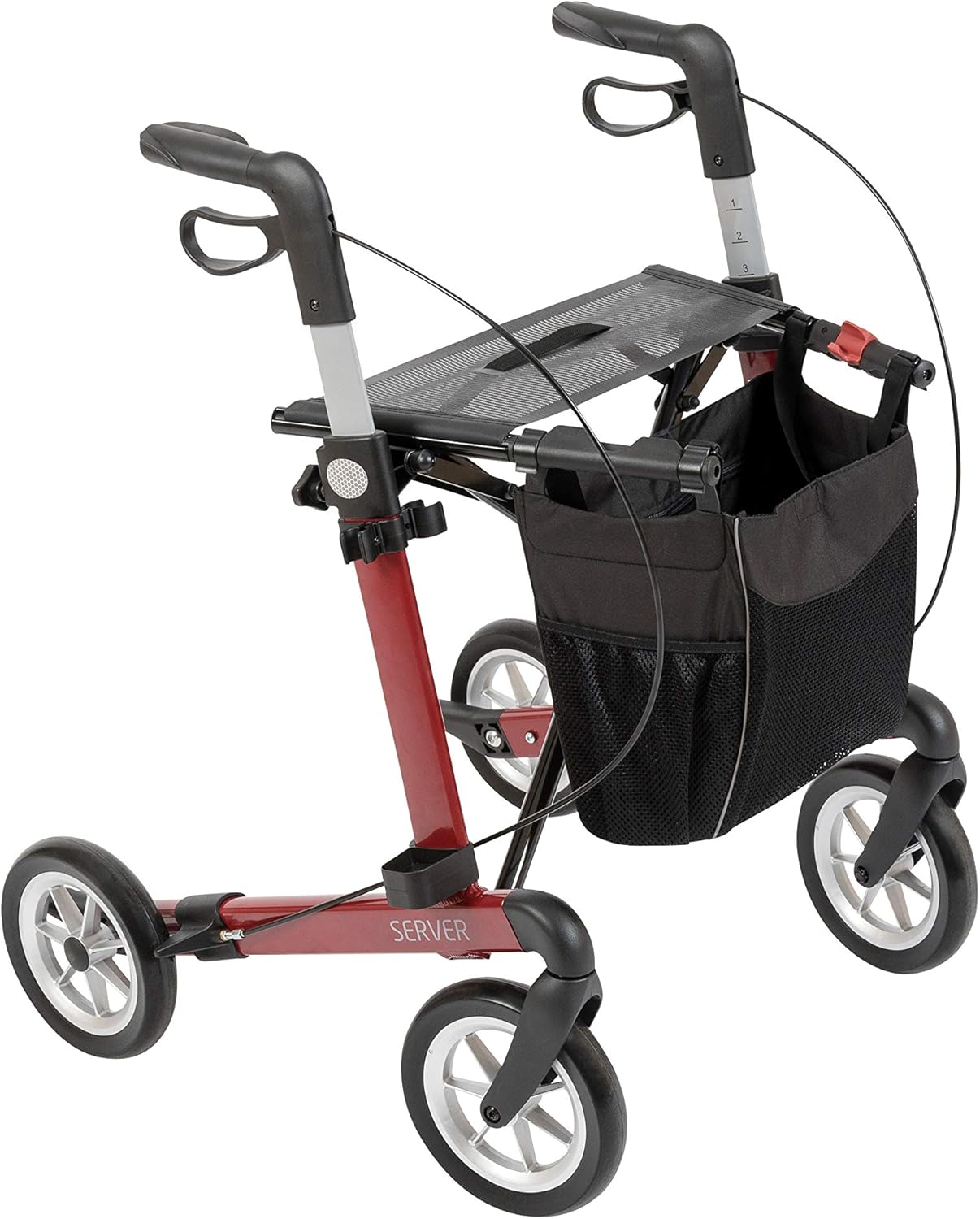 Rehasense Server L Comfort Soft Wheel Rollator Wine Red