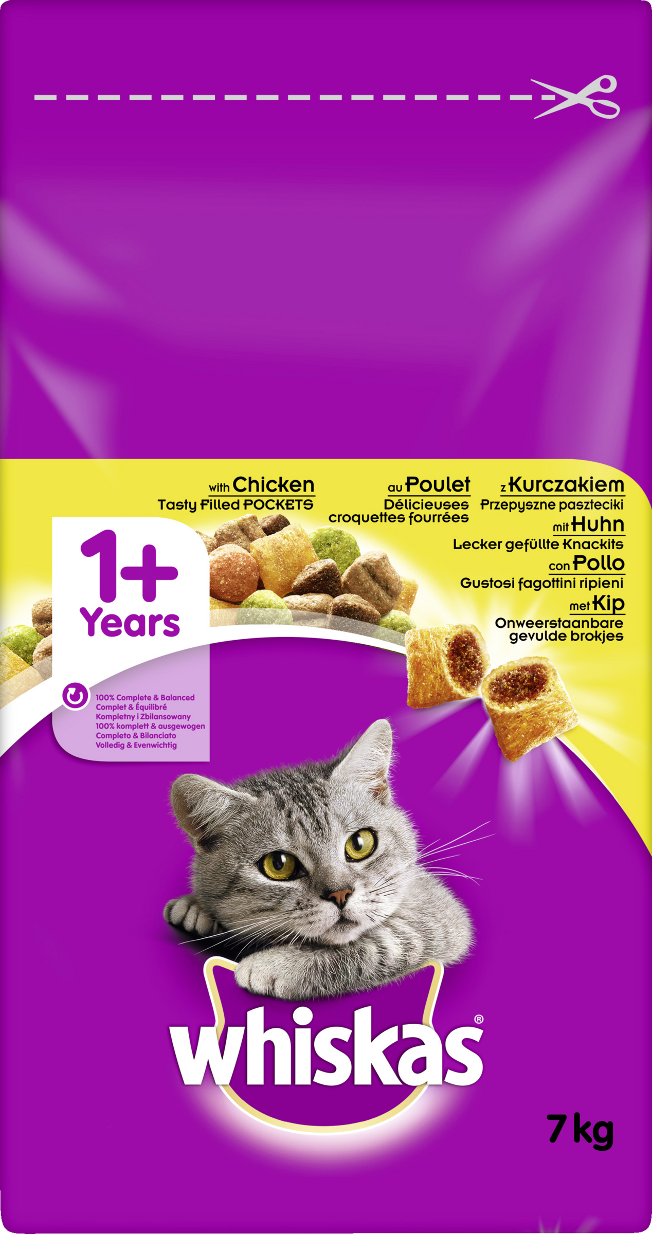 Whiskas 1+ with dry chicken food