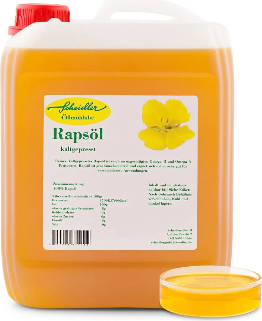 Scheidler 10 liter rapeseed oil canister, pure rapeseed oil, 100% cold-pressed, vegetable oil