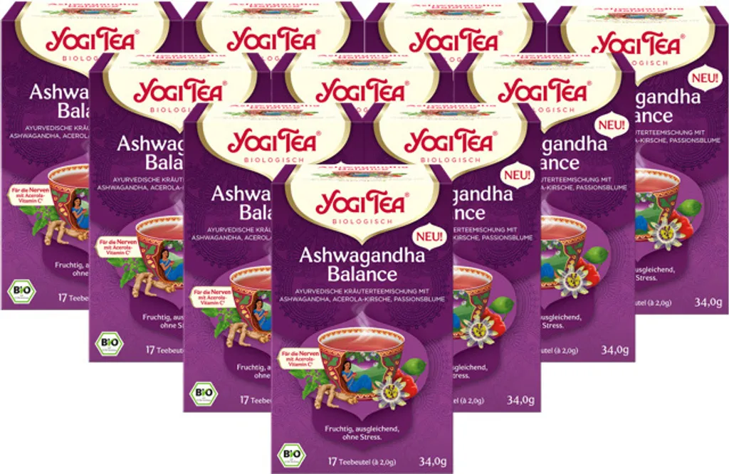 10 x YOGI TEA Ashwagandha Balance 34g Herbal Tea - fruity, balancing