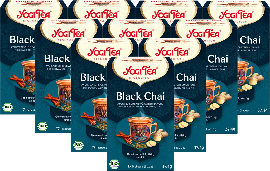 FRUTEG GmbH 10 x  YOGI TEA Black Chai | 10 x 37,4g