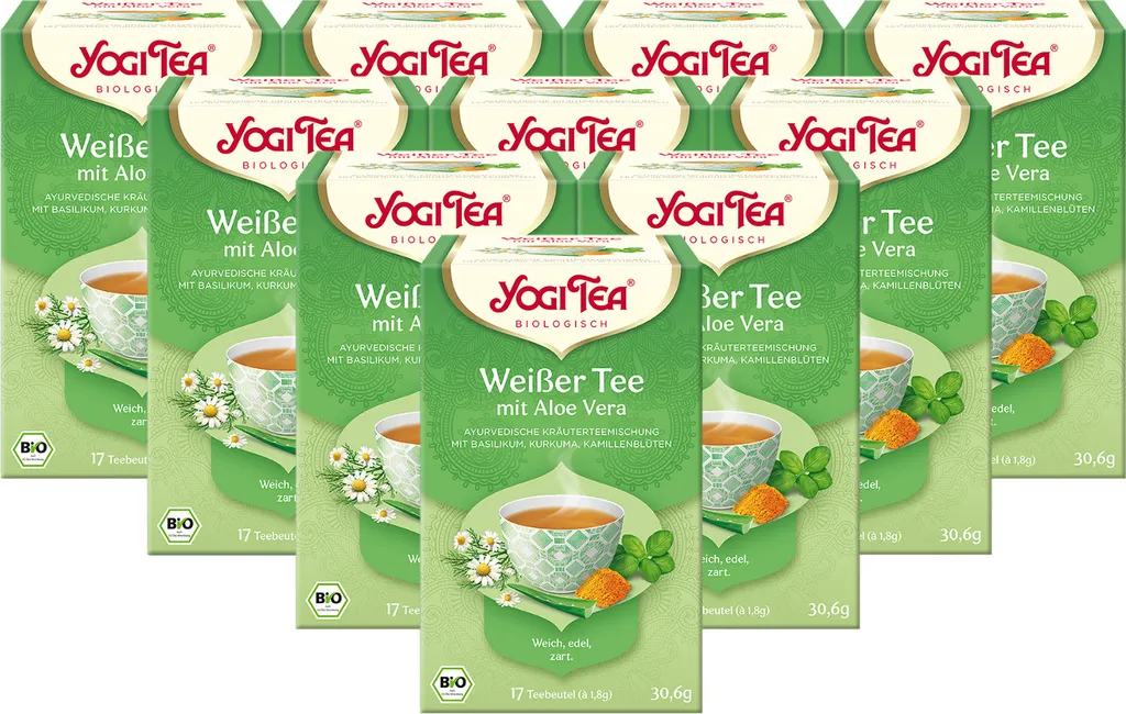 10x  YOGI TEA Weißer Tee Aloe Vera | 10 x 30,6g