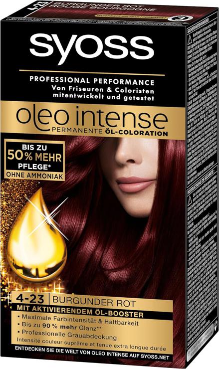 Syoss Oleo Intense Coloration, 4-23 Burgundy Red, Pack of 3 (3 x 115 ml)