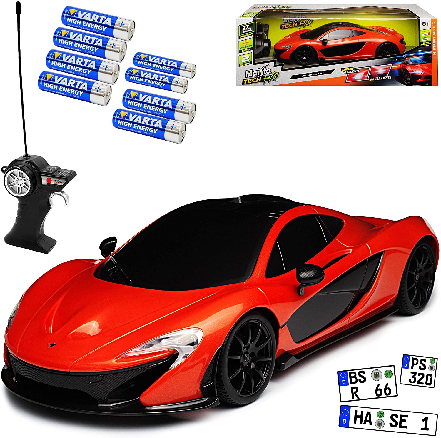 Maisto Mclaren P1 Coupe Orange 27 Mhz Rc Radio Car-Batteries Included-Ready