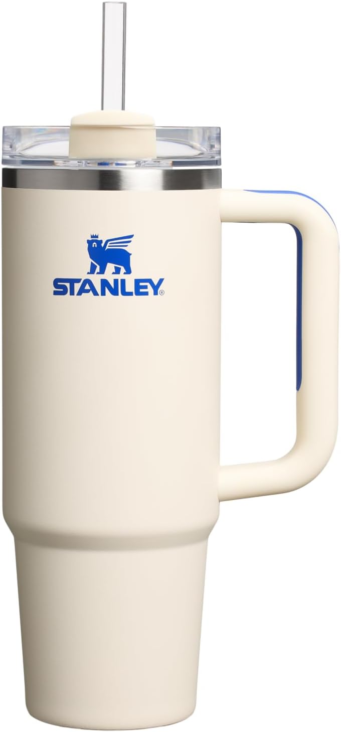 Stanley Quencher H2.0 Tumbler with Handle and Straw, 30 Oz, Flowstate Lid with 3 Positions Cup Holder, Compatible for Travel, Insulated Stainless Steel Cup, BPA Free, Cream