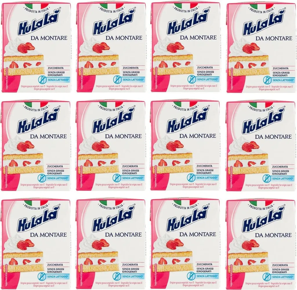 Hulalà Professional 12x Hulalà Creamy Cream (Zuccherata) Sweetened confectionery product, cream to be mounted, 200ml, lactose-free and free from hydrogenated fat, Italian product based on vegetable fats