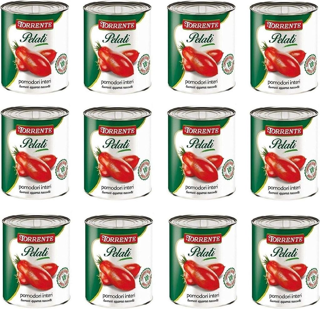 12x La Torrente Pomodori Pelati peeled tomato sauce from Italy, 800g can 9600g