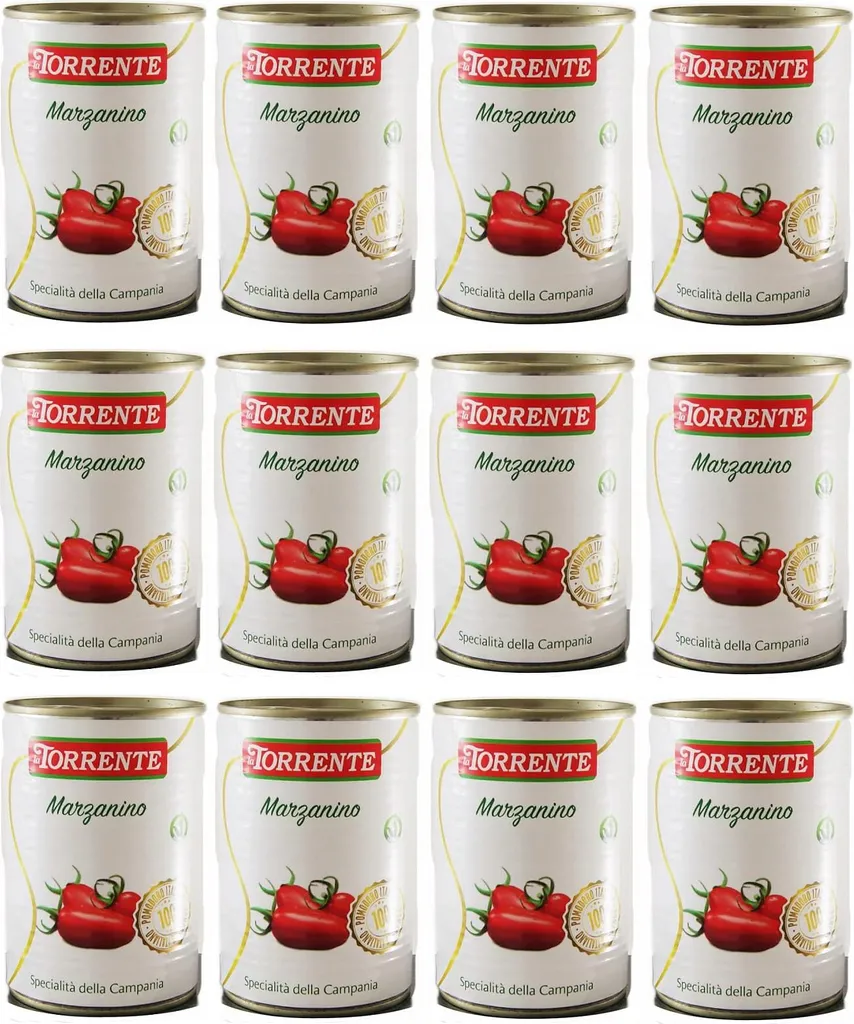 12x La Torrente Pomodoro Marzanino, San Marzano miniature tomatoes, 100% Italian tomatoes, a specialty from Campania, 400g can + Italian Gourmet Polpa di Pomodoro 400g can 5200g