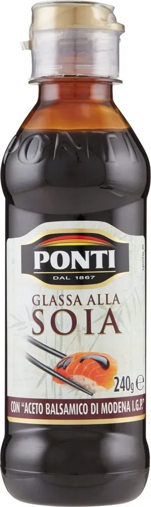 12x Ponti Glassa alla Soia Gastronomic Glaze Sauce Soy Seasoning Sauce 240g with Balsamic Vinegar of Modena IGP