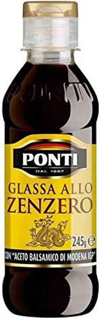 12x Ponti Ginger Glaze Gastronomische Ingwer Glasur Würzsaucen 245g mit Aceto Balsamico di Modena IGP Balsamico-Essig von Modena IGP