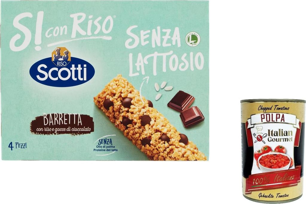 Italian Gourmet E.R. 12x Si con Riso - Muesli bars with rice and chocolate pieces, lactose-free – Snacks without palm oil – 4 bars 1032g