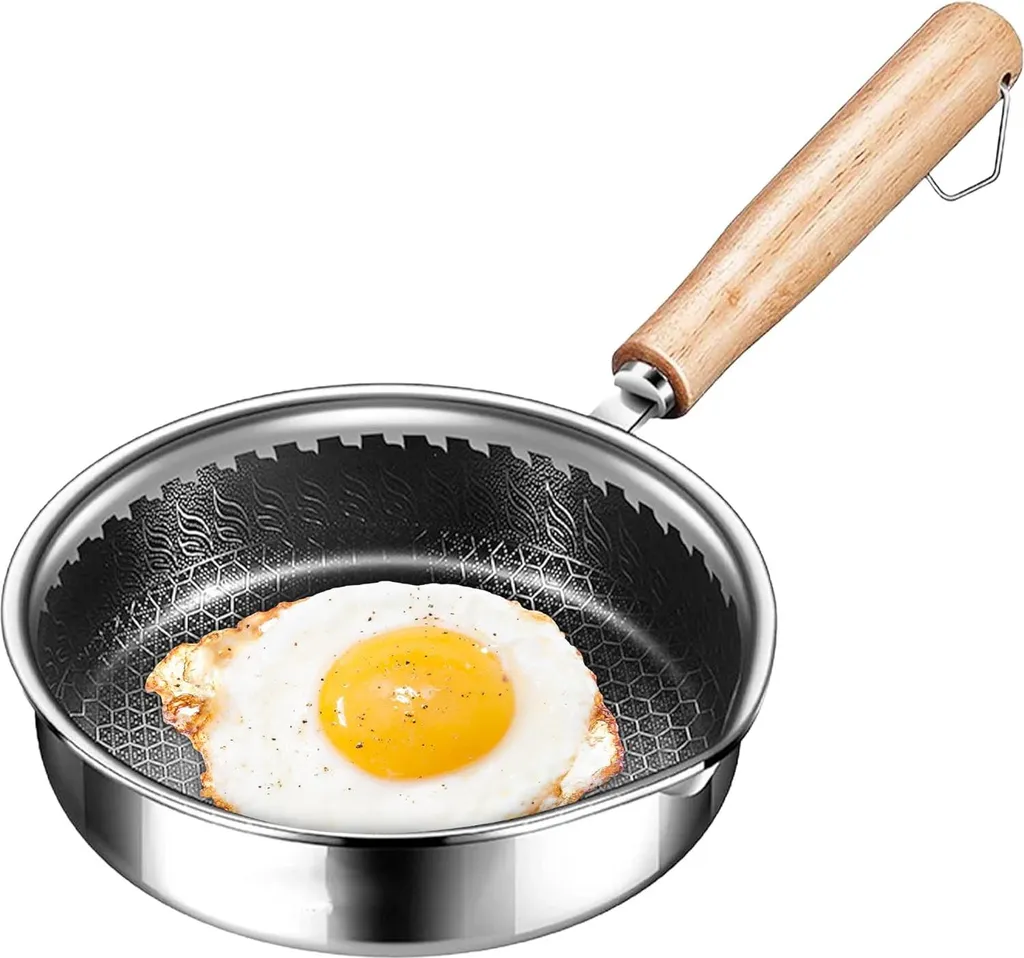 Markenlos 13 cm mini frying pan with handle for eggs - Heat-resistant omelet pan for gas and induction hobs