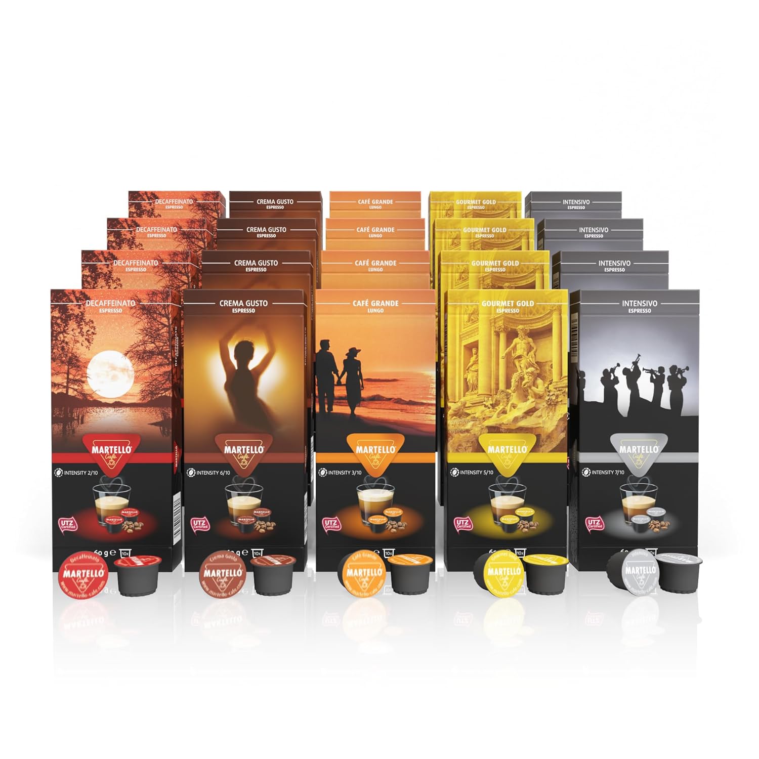 Martello Coffee Capsules Tasting Set 2 UTZ Certified, Sustainable and Fair, Picked by Hand, Master Pack 200 Capsules (20 x 10)