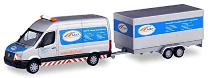 Herpa Volkswagen Crafter Box High Roof With Tandem Suitcase Trailer Saba Transpor