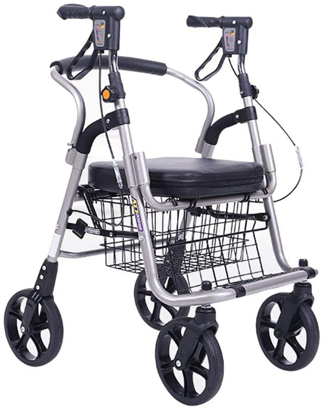 Rollatoren Folding Walking Aids Seniors Folding Rolator Light Metal Foldable Topro Troja Dietz Taima Xc (Colour: Silver, Size: 65 x 54 x 89 cm)