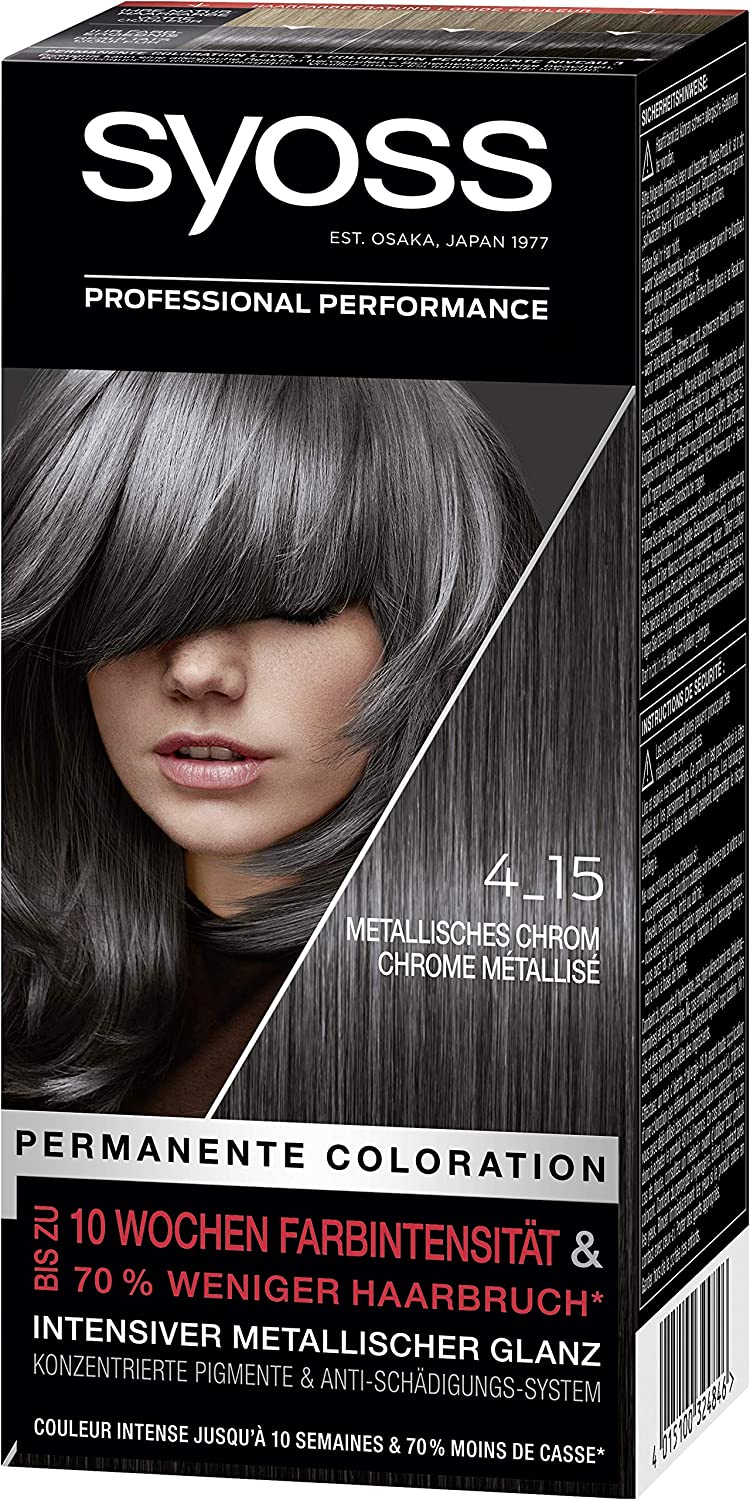 SYOSS Colour Level 3 4_15 Metallic Chrome Intense Metallic Shine Pack of (3 x 115 ml), chrom ‎metallisches