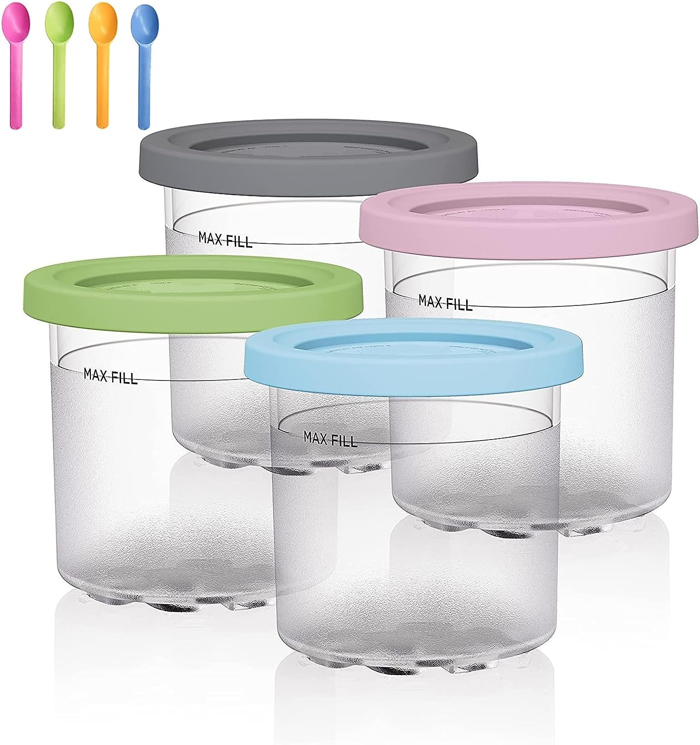 IGTOPS Ice Cream Container for Ice Cream, Creami Tubs with Lid, Creami Pint Container, Ice Cream Container for Ni-nja Creami Ice Maker, Creami Pint Storage Containers Ice Containers (4)